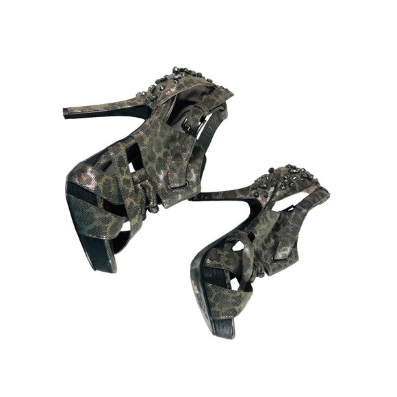 3311 Platform Heels Animal Print Metallic Dance Stripper Studded Rhinestone 10 - Picture 4 of 9